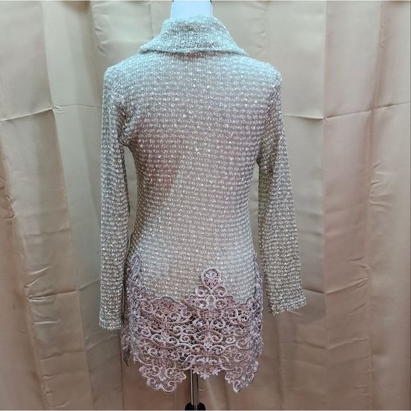 LAST CHANCE Anthropologie Ryu Mint Green Lace Trim Cowl Neck Sweater Size Medium - Picture 5 of 8